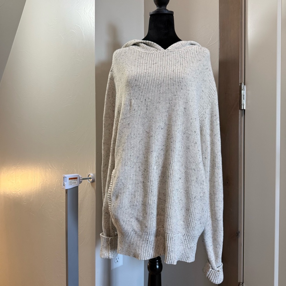 Banks Journal‎ Women's Oversized Long Sweater Hoodie Cream White Speckle Neutral